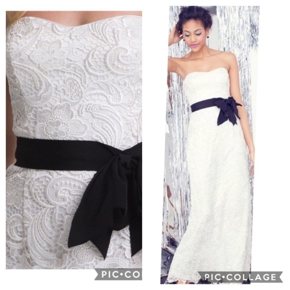 Adrianna Papell Dresses & Skirts - Adrianna-Papell lace strapless long white Gown